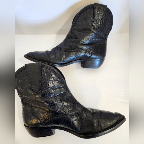 Vero Cuoio Women's Black Crocodile Embossed Cowboy Rodeo Western Boots, sz 7.5 - Picture 9 of 13
